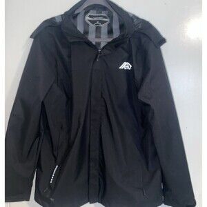 OTU Hooded Lightweight Jacket Men's Mesh Lined Full Zip Softshell Black Medium